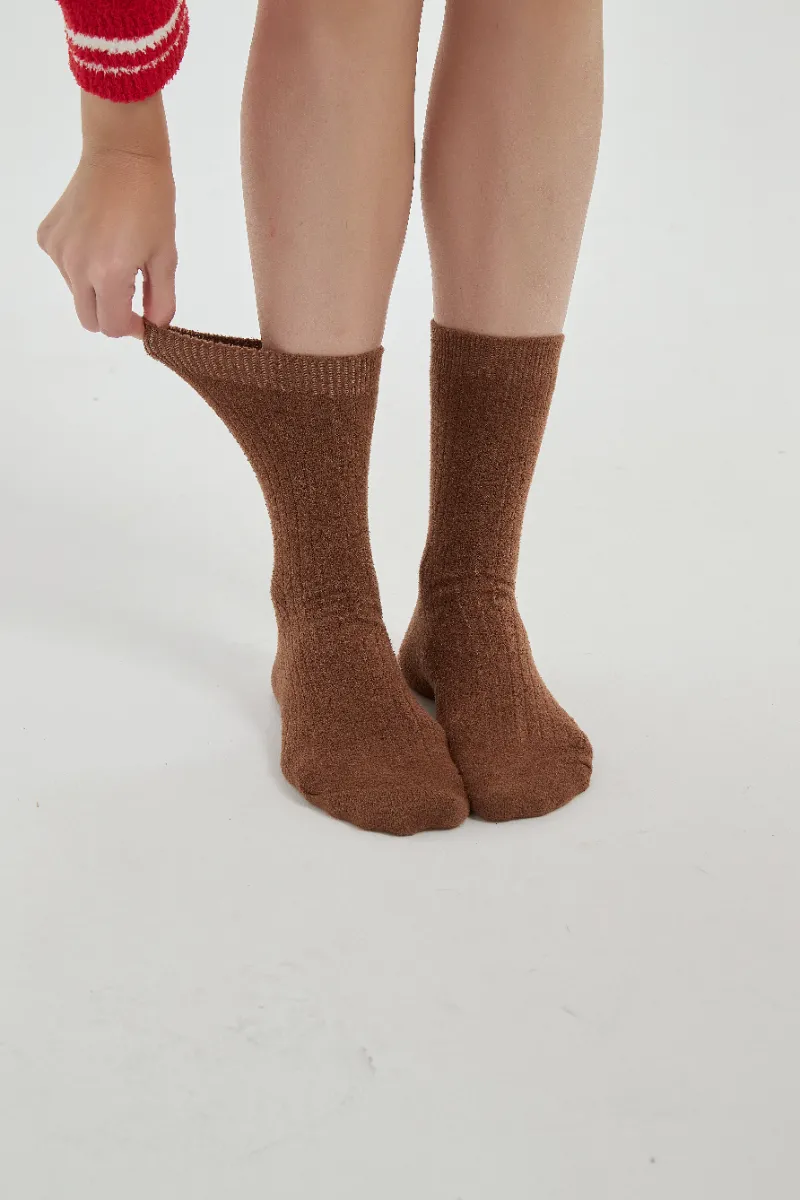 Half-Wool Striped Knitted Socks for Women